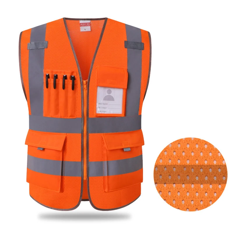 Mesh High Visibility Reflective Safety Vest Safety Clothing Work Reflective Vest Multi Pockets Workwear Safety Waistcoat Men