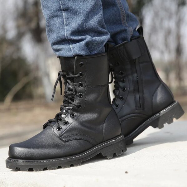 Military Steel Toe Work Safety Shoes Tactical Bota Combat Boots Men Casual Boots Puncture Proof Insurance Shoes Motorcycle Boots - Image 2