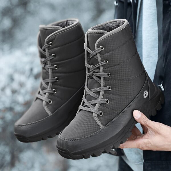 New Outdoor Men Boots Winter Snow Boots For Men Shoes Thick Plush Waterproof Slip-Resistant Keep Warm Winter Shoes Plus Size 46 - Image 2