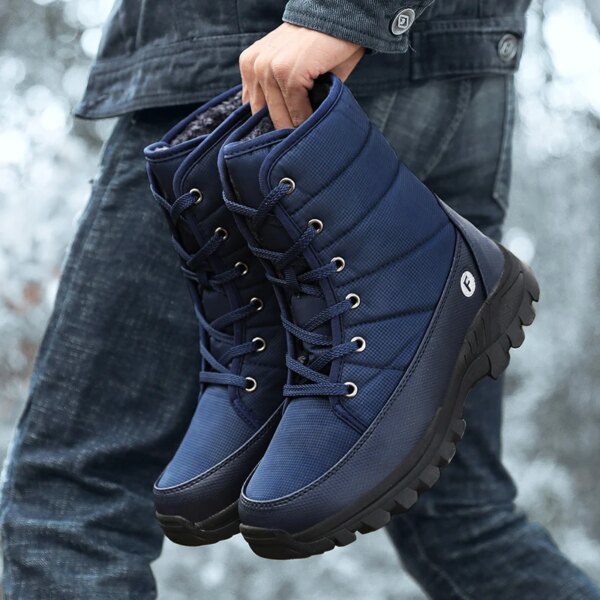 New Outdoor Men Boots Winter Snow Boots For Men Shoes Thick Plush Waterproof Slip-Resistant Keep Warm Winter Shoes Plus Size 46 - Image 3