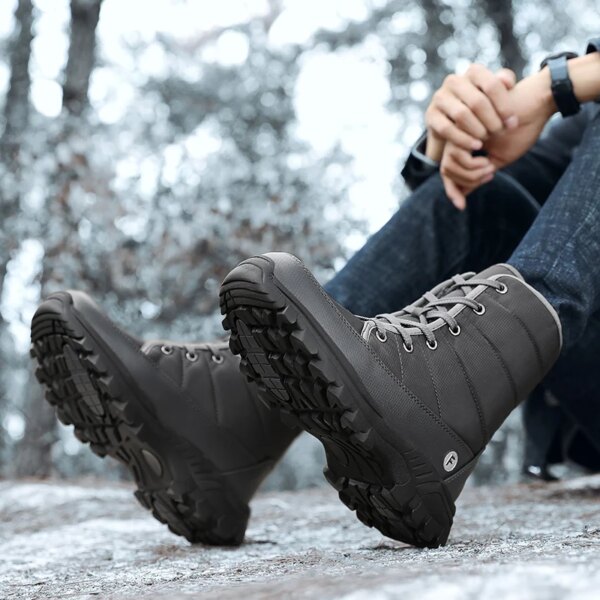 New Outdoor Men Boots Winter Snow Boots For Men Shoes Thick Plush Waterproof Slip-Resistant Keep Warm Winter Shoes Plus Size 46 - Image 4