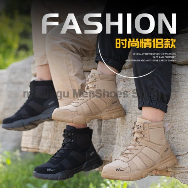 Outdoor Men Work Boots Safety Shoes Anti-puncture Safety Boot Work Steel Toe Shoes Indestructible Desert Combat Boots Protective - Image 6