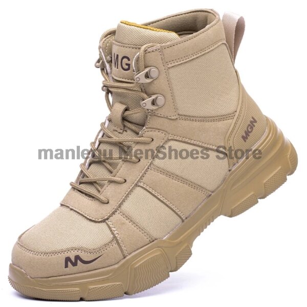 Outdoor Men Work Boots Safety Shoes Anti-puncture Safety Boot Work Steel Toe Shoes Indestructible Desert Combat Boots Protective - Image 7