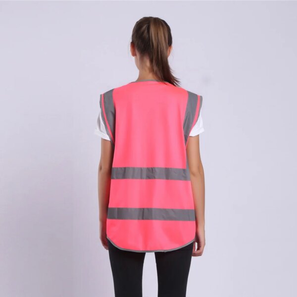 Pink Safety Vest For Women Hi Vis Vest With Reflective Stripes Safety Vest With Pockets And Zipper - Image 4