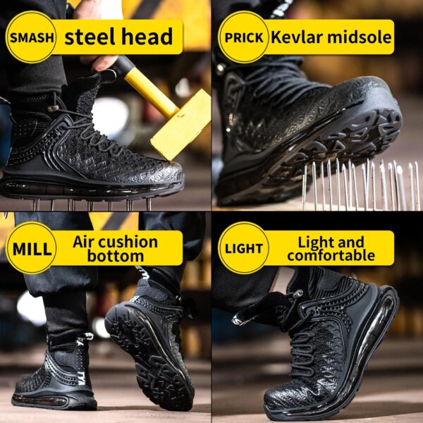 Plus Size 50 Fashion Safety Working Boots For Men High Quality Indestructible Construction Anti Smashing Shoes Sneakers Footwear - Image 3