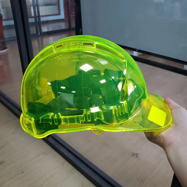 Portwest PV60 Safety Helmet Peak View Vented Ratchet Work Hard Hat in Translucent Hi Vis ANSI CE Adjustable PC Work Cap - Image 2