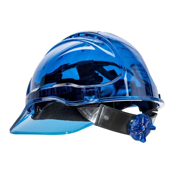 Portwest PV60 Safety Helmet Peak View Vented Ratchet Work Hard Hat in Translucent Hi Vis ANSI CE Adjustable PC Work Cap - Image 9