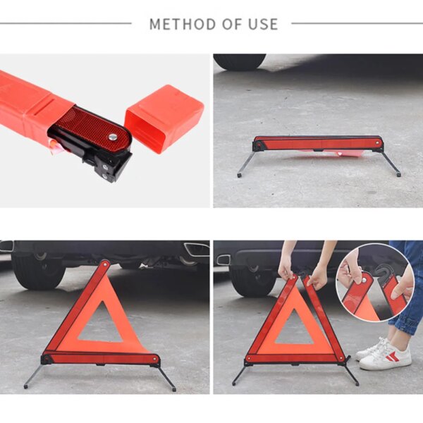 Practical Car Stop Sign Tripod Road Flasher Triangle Emergency Warning Sign Foldable Reflective Safety Roadside Lighting - Image 5