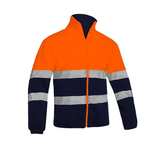 Reflective Strip Patchwork Work Jacket Men High Visibility Safety Protection Top Windbreak Fleece High Collar Working Clothes - Image 4