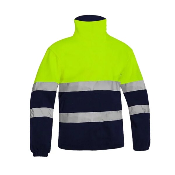 Reflective Strip Patchwork Work Jacket Men High Visibility Safety Protection Top Windbreak Fleece High Collar Working Clothes - Image 5