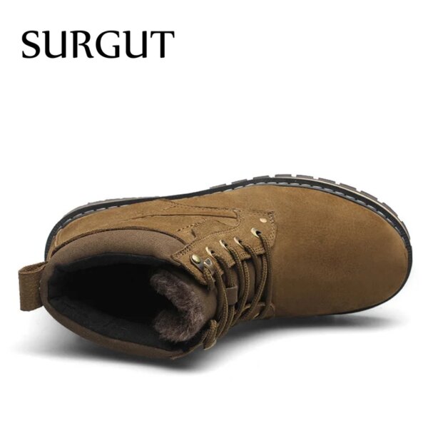 SURGUT Winter Genuine Leather Snow Boots Safety Working Boots For Men Handmade High Quality Business Snow Boots - Image 2