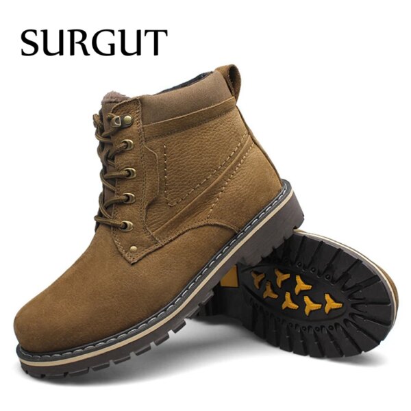 SURGUT Winter Genuine Leather Snow Boots Safety Working Boots For Men Handmade High Quality Business Snow Boots - Image 4