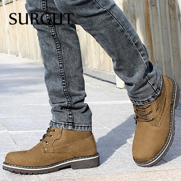 SURGUT Winter Genuine Leather Snow Boots Safety Working Boots For Men Handmade High Quality Business Snow Boots - Image 5