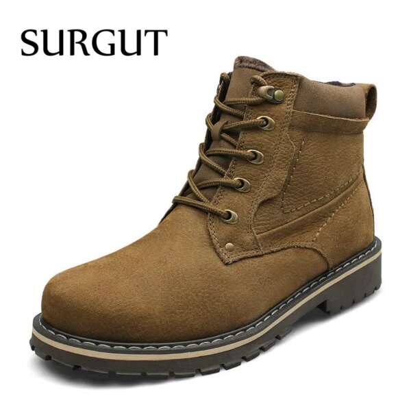 SURGUT Winter Genuine Leather Snow Boots Safety Working Boots For Men Handmade High Quality Business Snow Boots - Image 7