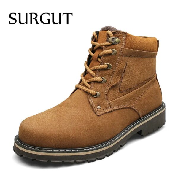 SURGUT Winter Genuine Leather Snow Boots Safety Working Boots For Men Handmade High Quality Business Snow Boots - Image 8