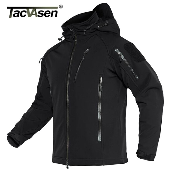 TACVASEN Airsoft Military Tactical Jacket Men Winter Fleece Lining Hooded Softshell Army Jacket Coat Windproof Assault Coat 4XL - Image 2