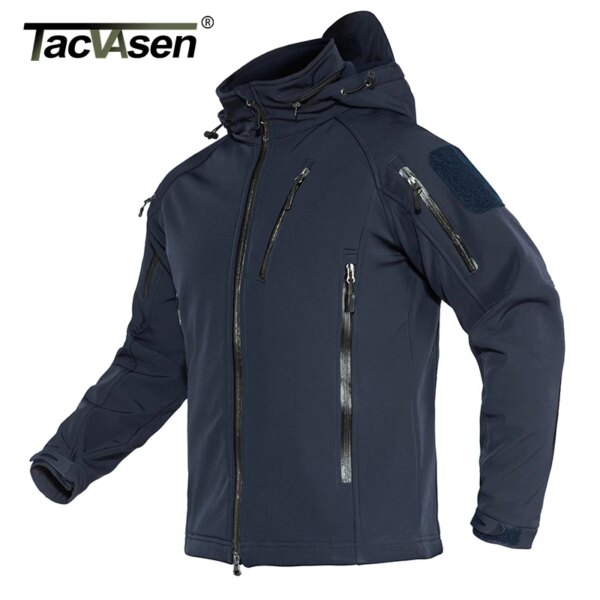 TACVASEN Airsoft Military Tactical Jacket Men Winter Fleece Lining Hooded Softshell Army Jacket Coat Windproof Assault Coat 4XL - Image 3