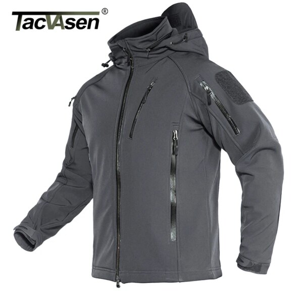 TACVASEN Airsoft Military Tactical Jacket Men Winter Fleece Lining Hooded Softshell Army Jacket Coat Windproof Assault Coat 4XL - Image 4