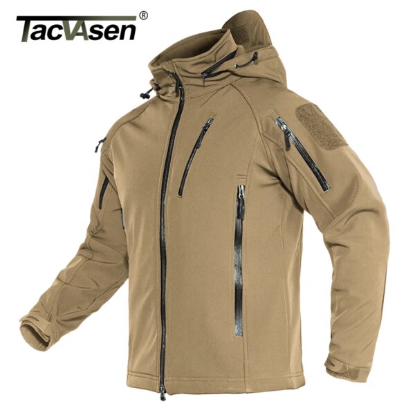 TACVASEN Airsoft Military Tactical Jacket Men Winter Fleece Lining Hooded Softshell Army Jacket Coat Windproof Assault Coat 4XL - Image 5