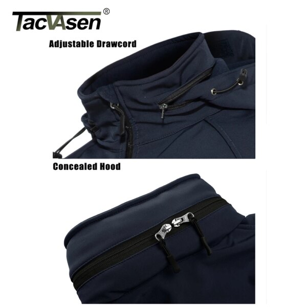 TACVASEN Airsoft Military Tactical Jacket Men Winter Fleece Lining Hooded Softshell Army Jacket Coat Windproof Assault Coat 4XL - Image 6