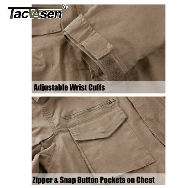 TACVASEN Army Field Jacket Men's Military Cotton Hooded Coat Parka Green Tactical Uniform Windbreaker Hunting Clothes Overcoat - Image 2