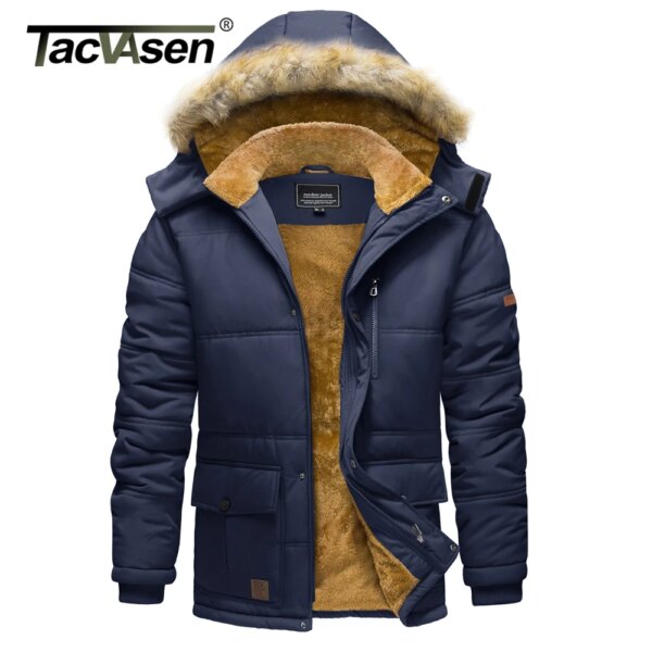 TACVASEN Fleece Winter Hooded Coats Mens Hiking Ski Snowboard Parka Long Thicken Water Repellent Jackets Multi-pockets Outwear - Image 2