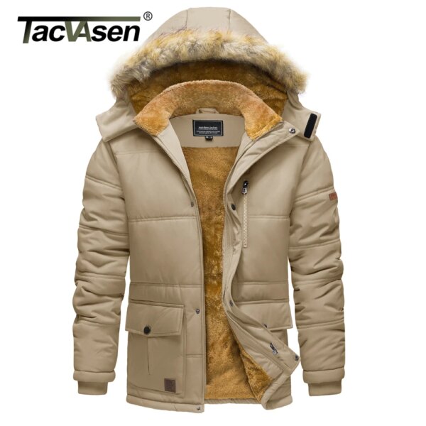 TACVASEN Fleece Winter Hooded Coats Mens Hiking Ski Snowboard Parka Long Thicken Water Repellent Jackets Multi-pockets Outwear - Image 3