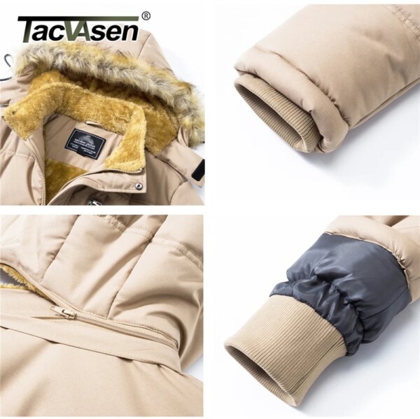 TACVASEN Fleece Winter Hooded Coats Mens Hiking Ski Snowboard Parka Long Thicken Water Repellent Jackets Multi-pockets Outwear - Image 6