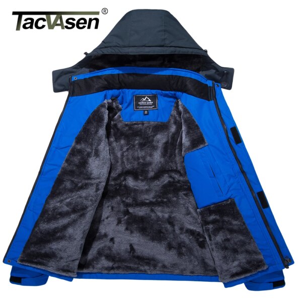 TACVASEN Winter Fleece Lined Jacket Men's Fleece Lining Coats Thermal Warm Jacket Hiking Walking Jacket Outdoor Windbreaker Male - Image 3