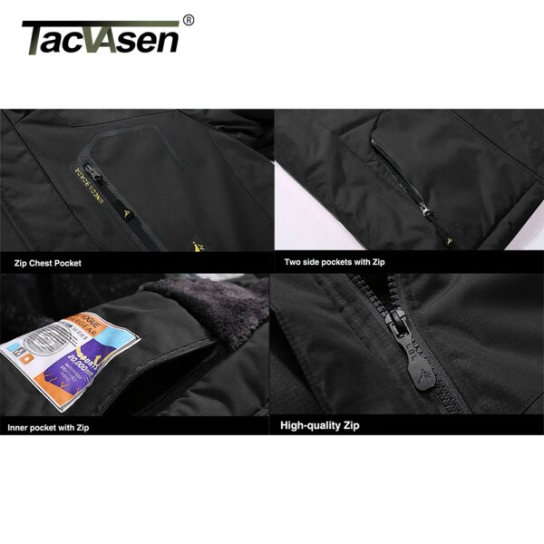 TACVASEN Winter Fleece Lined Jacket Men's Fleece Lining Coats Thermal Warm Jacket Hiking Walking Jacket Outdoor Windbreaker Male - Image 5