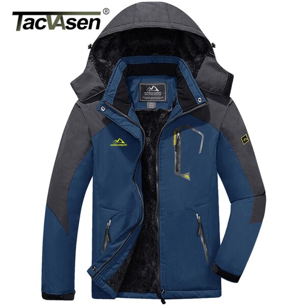 TACVASEN Winter Fleece Lined Jacket Men's Fleece Lining Coats Thermal Warm Jacket Hiking Walking Jacket Outdoor Windbreaker Male - Image 6