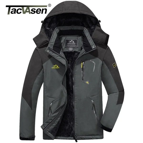 TACVASEN Winter Fleece Lined Jacket Men's Fleece Lining Coats Thermal Warm Jacket Hiking Walking Jacket Outdoor Windbreaker Male