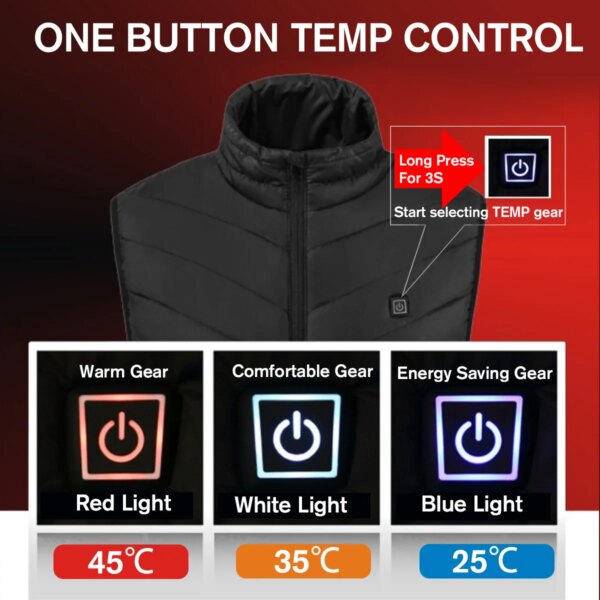 USB Heating Jackets Men Winter Heated Vest Jacket Waterproof Hooded Cotton Coat Super Warm Outdoor Camping Hiking Heated Jacket - Image 3