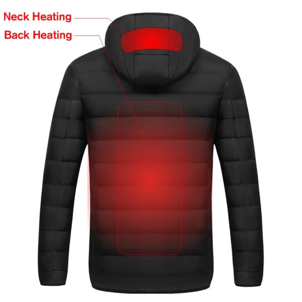 USB Heating Jackets Men Winter Heated Vest Jacket Waterproof Hooded Cotton Coat Super Warm Outdoor Camping Hiking Heated Jacket - Image 2