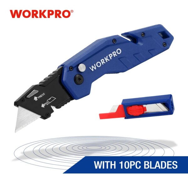 WORKPRO New Folding Knife Security Knives Utility Knife Aluminum Handle Pipe Cutter - Image 8