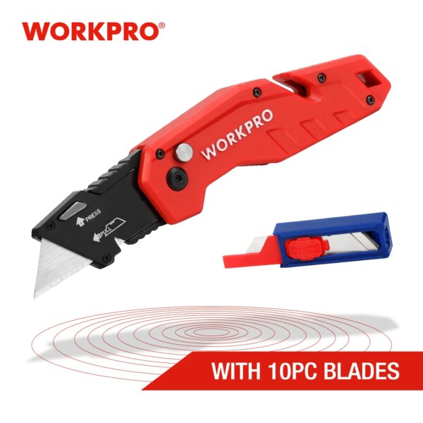 WORKPRO New Folding Knife Security Knives Utility Knife Aluminum Handle Pipe Cutter - Image 10