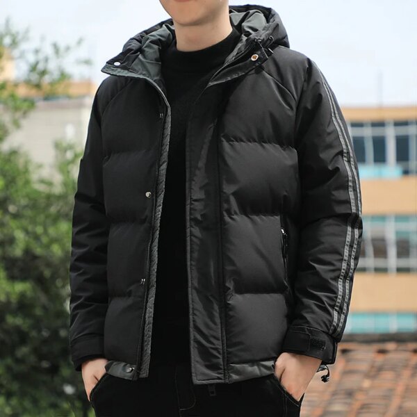 Winter Men's Fashion Parkas Thick Male Jacket Warm Coats Windbreaker 2021 Windproof Outwear Solid Overcoat Trench Slim MOOWNUC - Image 3