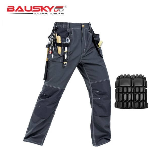 Working Clothes Men's Black Mechanic Pants Working Trousers With Knee Pads Workwear Uniforms Free Shipping - Image 2