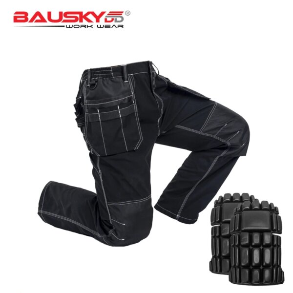 Working Clothes Men's Black Mechanic Pants Working Trousers With Knee Pads Workwear Uniforms Free Shipping - Image 3