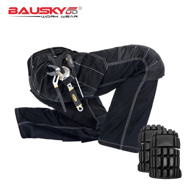 Working Clothes Men's Black Mechanic Pants Working Trousers With Knee Pads Workwear Uniforms Free Shipping - Image 4