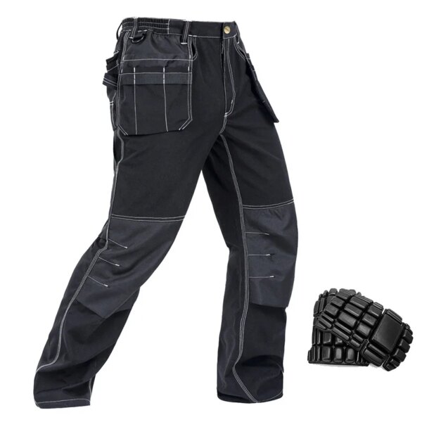 Working Clothes Men's Black Mechanic Pants Working Trousers With Knee Pads Workwear Uniforms Free Shipping - Image 7