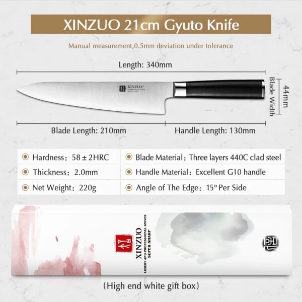 XINZUO 210/270mm Chef Knife 3 Layers 440C Forged Stainless Steel Kitchen Knives New Arrival Cooking Accessory Tools G10 Handle - Image 2