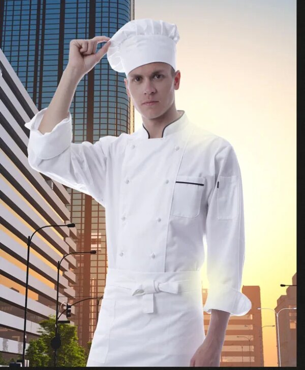 customized hot selling chef jacket cook coat, double-breasted restaurant kitchen chef uniform for woman or man - Image 4