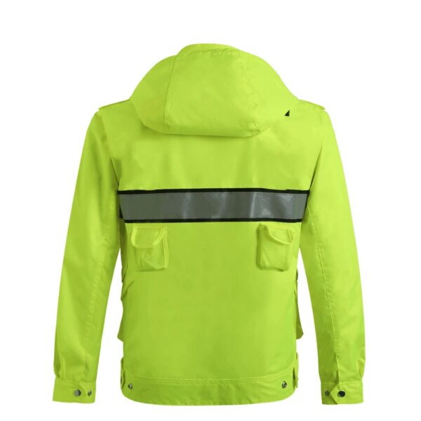 hi vis workwear safety jacket water reflective jacket raincoat men waterproof outwear men multi pocket jacket overalls poncho - Image 3