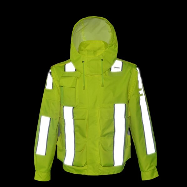 hi vis workwear safety jacket water reflective jacket raincoat men waterproof outwear men multi pocket jacket overalls poncho - Image 4