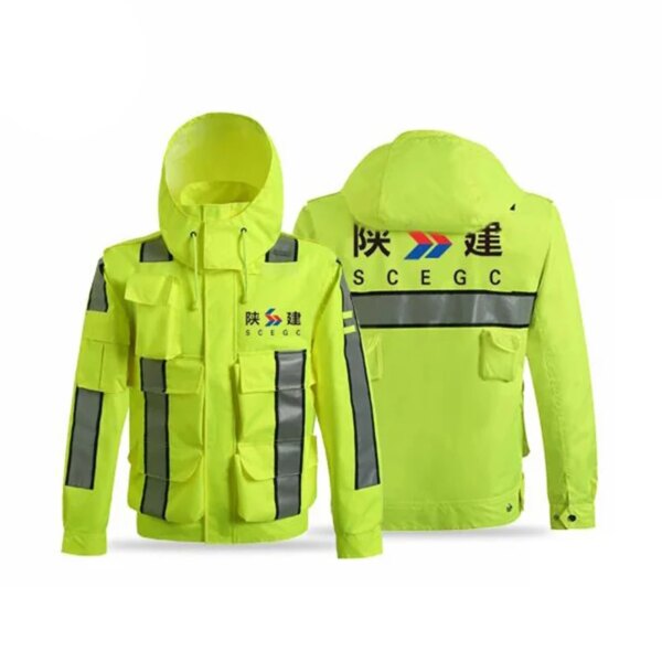 hi vis workwear safety jacket water reflective jacket raincoat men waterproof outwear men multi pocket jacket overalls poncho - Image 6