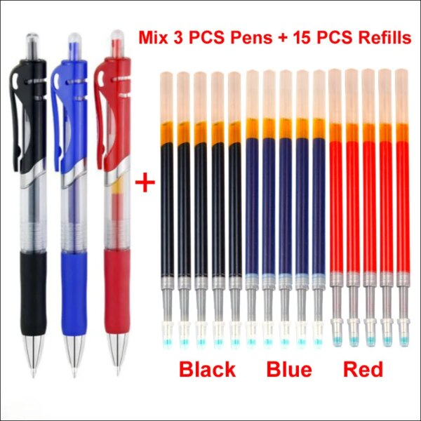 0.5mm 18 PCS/set Gel Pen With Refills For Metal Pens Markers Black / Blue / Red Ink Write Smooth For School Office Business - Image 10