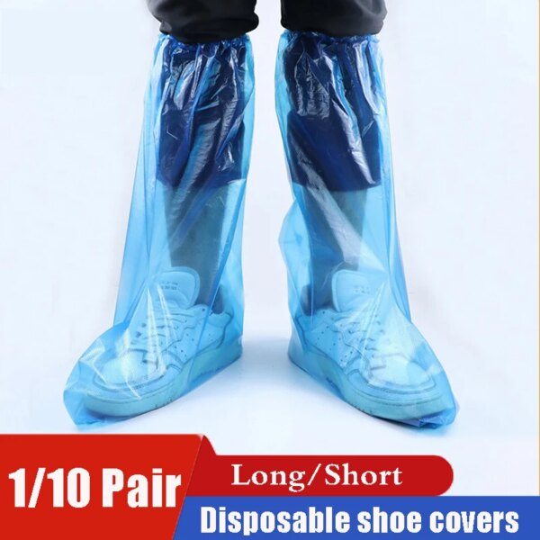 1/10 Pair Disposable Shoe Covers Waterproof Shoe Covers Rain Thickened Long Boots Cover Outdoor Drifting Plastic Boots Cover