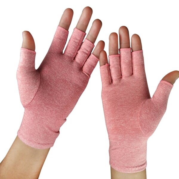 1 Pair Compression Arthritis Gloves Half Finger Arthritic Joint Pain Relief Hand Gloves Therapy Open Fingers Compression Gloves - Image 2