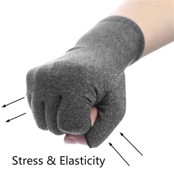 1 Pair Compression Arthritis Gloves Half Finger Arthritic Joint Pain Relief Hand Gloves Therapy Open Fingers Compression Gloves - Image 5